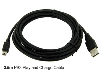3.5m ps3 play charge usb cable